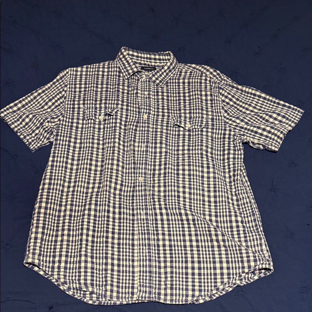 Croft & Barrow Navy and White Plaid Shirt